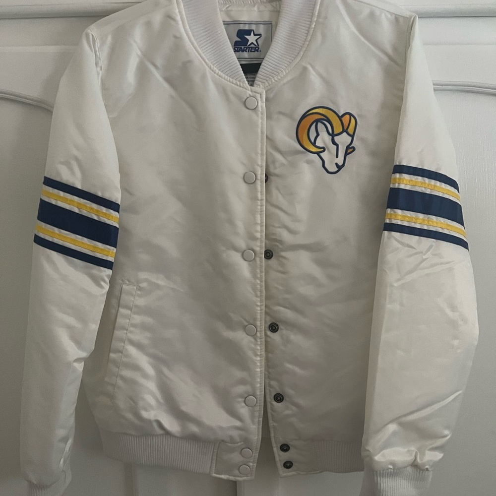 Starter White Jacket with Rams Emblem